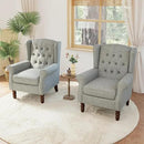Lumibee High Back Accent Chair Set of 2,Upholstered Wingback Armchair with Solid Wood Legs for Small Spaces,Comfy Single Sofa Chair for Living Room,Bedroom,Office-Light Gray by CozyNest Decor