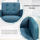Yaheetech Mid-Century Accent Chairs, Modern Upholstered Living Room Chair, Cozy Armchair Button Tufted Back and Wood Legs for Bedroom/Office/Cafe, Navy Blue by CozyNest Decor