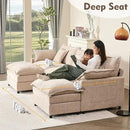 108" U Shaped Couch, Modular Sectional Sofa, 3-Seater Comfy Cloud Couch with Movable Ottoman, Deep Seat Couches for Living Room, Chenille, Flat White by CozyNest Decor