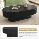 43.3" Oval Fluted Coffee Table Modern Elegant Drum End Table, Minimalist Center Table 7.8" Thick Tabletop with Sturdy Base for Living Room, Bedroom, Apartment,Easy Assembly, Black by CozyNest Decor