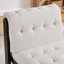 Modern Armless Accent Chair for Living Room, Beige Chenille Button Tufted Upholstered Lounge Reading Chair with Black Wood Frame by CozyNest Decor