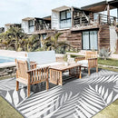 GENIMO Outdoor Rug 10' x 10' Waterproof for Patios Clearance, Reversible Outdoor Plastic Straw Camping Rug Carpet, Large Area Rugs Mats for RV, Camper, Deck, Balcony, Porch, Beach, Picnic, Grey&White by CozyNest Decor
