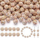 200pcs 10mm Rhinestone Beads for Jewelry Making, Light Peach AB Shiny Round Disco Beads Bulk, Sparkle Crystal Clay Christmas for Bracelet Baseball Necklace Earring Crafting and DIY by TinyTreasures Baby Boutique