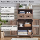 Bathroom Floor Cabinet, Farmhouse 24" Wide Cabinet with Drawer, Adjustable Shelf, Barn Doors, Cabinets for Bathroom, Kitchen, Living Room, Rustic Brown by CozyNest Decor