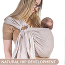 Baby Sling Carrier – Breathable 100% Cotton Wrap for Infant Support, Ring Sling Baby Carrier – Adjustable Muslin Fabric, Soft Chest Hold for Travel (Sand) by TinyTreasures Baby Boutique