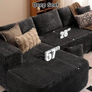 ovios 104" Cloud Sectional Couch with L-Shape Chaise,Modern Modular Sofa with Deep Seat, Upholstered Couches for Living Room Bedroom,No Assembly Required, Grey (Plush Corduroy Fabric) by CozyNest Decor
