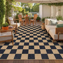 Lahome Checkered Easy Jute 8x10 Rug, Washable Rugs for Living Room Office, Farmhouse Neutral Non Slip Non Shedding Stain Resistance Indoor Outdoor Carpet for Balcony Patio Classroom by CozyNest Decor