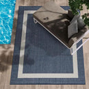CAMILSON Outdoor Rug 10x14, Large Modern Outside Rugs for Patios Porches Waterproof Durable Washable Non-Shedding, Easy-to-Clean Indoor Outdoor Area Carpet (10 x 14, Bordered - Blue/White) by CozyNest Decor