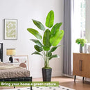 Fake Bird of Paradise Silk Artificial Plant Faux Banana Leaf Tree Lifelike Bird of Paradise for Home Decor Indoor Floor Plant with 10 Trunks (1, White Tall Planter, 6 FT) by CozyNest Decor