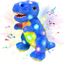Cuteoy Light-up Singing Plush Blue Dinosaur LED Musical Stuffed Animal T-Rex Adjustable Volume Lullaby Plushies Birthday Christmas Toy Gifts for Kids Toddler Girls, 12" by TinyTreasures Baby Boutique