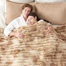 Cozy Bliss Faux Fur Throw Blanket for Couch, Cozy Warm Plush Striped Blanket for Sofa Bedroom Living Room, 60 * 80 Inches Tie-dye Kahki by CozyNest Decor