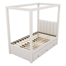 Upholstery Canopy Platform Bed With Trundle And Three Storage Drawers by HouseOfZazla