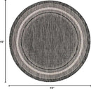 Unique Loom Outdoor Border Collection Area Rug - Soft Border (4' 1" Round, Black/ Ivory) by GreenHaven Gardens