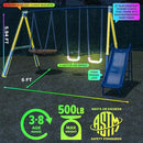 Sportspower Starlight Metal Swing Set with 2 LED Light-Up Swings, Saucer Swing & 5ft Slide – Outdoor Kids Playset with Sturdy Frame and Safety Features by TinyTreasures Baby Boutique