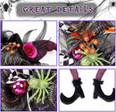 Lulu Home Halloween Front Door Wreath, Purple LED Lighted Witch Hat Wreath, Battery Operated, NOT PRELIT by CozyNest Decor