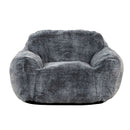Living Room Bean Bag Sofa Chair With Memory Foam Fillings, Soft Upholstered Bean Bag Armchair - Black / Gray by HouseOfZazla