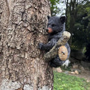 Black Bear Cub Tree Hugger Decor Outdoor Sculpture, Baby Bear Hanging Up a Tree Statue Garden Peeker, Adorable Cute Resin Tree Hugger Bear Face for Gifts and Garden Decor by GreenHaven Gardens