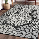 Beverly Rug Outdoor Rug 6x9 Modern Exotic Tropical Leaf Area Rugs for Indoor and Outdoor Patio Deck Porch Garden Water Resistant Washable Outside Carpet (6 x 9 Dark Gray) by CozyNest Decor