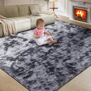 Ultra Soft Rug for Living Room, 9X12 Fluffy Shag Area Rug for Bedroom, Modern Shaggy Carpets Fuzzy Rug for Teens Dorm Nursery Home Decor Aesthetic, Upgrade Anti-Skid Durable, Tie Dye Black and Grey by TinyTreasures Baby Boutique