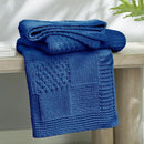 Amélie Home Chenille Knit Throw Blanket for Couch, Checkered Texture Decorative Soft Blanket for Sofa, Bed & Living Room, 50"x60", Blue by CozyNest Decor