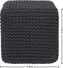 REDEARTH Cube Pouf Foot Stool Ottoman - Hand Knitted Coffee Table - Cotton Cord Boho Pouffe - Home Décor Poof - Stuffed Footrest for Living Room - Bedroom - Patio (16" x 16" x 16") - Dark Gray by CozyNest Decor