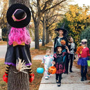 POPGIFTU 51" Halloween Crashing Witch Decoration – Pink Flying Witch for Tree, Yard, Porch, and Indoor Outdoor Halloween Décor by CozyNest Decor