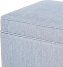 Adeco 17.5" Square Fabric Ottoman with Storage, Upholstered Cotton Linen Foot Rest, Flip Top Footstool, Small Cube Coffee Table Extra Seat for Living Room, Bedroom, Ice Blue with Rolling Legs by CozyNest Decor