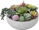 MyGift 8 Inch Round Modern Artificial Succulent Arrangement Potted in Gray Concrete Plant Bowl, Assorted Faux Mini Succulents in a Decorative Planter Pot by CozyNest Decor