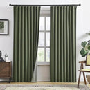 RAIN CITY 90 Inch Long Linen Blackout Curtains 2 Panels Set, Back Tab Pinch Pleated with Hooks, Thermal Insulated Modern Neutral Decor Window Curtain Drapes for Bedroom,- Loden/Olive Forest W50 x L90 by CozyNest Decor