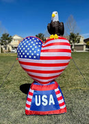 5 Foot Tall Patriotic Independence Day 4th of July Inflatable Love Heart with American Flag and Bald Eagle Pre-Lit LED Lights Outdoor Indoor Lawn Yard Holiday Decoration Blow up Home Garden Decor by GreenHaven Gardens