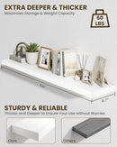 Marsmiles 55" Floating Shelves for Wall, Wooden Shelves with Invisible Brackets Set of 2, Rustic Farmhouse Wall Mounted Shelf for Kitchen Bathroom Living Room Study, White by CozyNest Decor