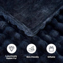 DREAMNINE Large Soft Thick Fuzzy Bubble Faux Rabbit Fur Blanket Full Size 70" x 80",Double Sided Comfy Plush Warm Shaggy Fluffy Blankets, Luxury Big Cozy Cute Textured Furry Blanket for Bed, Navy Blue by CozyNest Decor