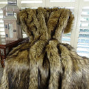 Brown Fur Throw Blanket & Bedspread - Brown Wolf Faux Fur - Light & Dark Browns Caramel & Coffee Colors - Faux Fur - Luxury Throw Blanket & Bedspread, Handmade in USA, 16406 by CozyNest Decor
