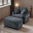 Accent Chair with Storage Ottoman Upholstered Living Room Chairs for Reading Chair with Chaise Lounge Chairs Indoor, Comfortable Armchair for Bedroom by CozyNest Decor