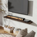 55" Floating Shelves, Live Edge Elm Wood Floating Shelf for Wall, Wall-Mounted Display Shelves with Invisible Heavy-Duty Bracket, Long Floating Shelf for Bathroom, Kitchen, Living Room, Walnut Color by CozyNest Decor
