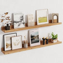 Fun Memories Picture Ledge Shelf, 36 Inch Floating Shelves for Wall, Nursery Bookshelf for Storage, Rustic Elm Wood Photo Ledge Shelves for Bedroom, Living Room, Kitchen (Natural, 36in Set of 2) by TinyTreasures Baby Boutique