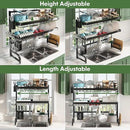 3 Tier Extra Large Stainless Steel Expandable Over The Sink Dish Drainer Drying Rack, Rust Proof Metal, Space Saving, Modern Black Big Capacity Extendable Plate Strainers Above Kitchen Counter by CozyNest Decor
