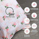 Rquite Car Seat Covers for Babies - 100% Muslin, Lightweight, Soft, Breathable Baby Carrier Cover - Summer Stroller Canopy (Pink Flower) by TinyTreasures Baby Boutique