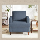 Mid-Century Accent Chair,Modern Linen Fabric Armchair for Living Room,Comfy Upholstered Reading Accent Chairs for Bedroom,Single Sofa Chair with Wood Legs (Blue Grey, 2 Pack) by CozyNest Decor
