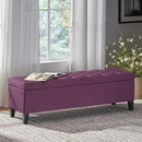 Christopher Knight Home Gloust Velvet Storage Ottoman, Upholstered Rectangular Storage Bench, Living Room Seating, Tufted BottonFoot Rest Stool for Home Office, Entryway and Bedroom, Purple by CozyNest Decor