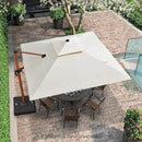 PURPLE LEAF 10ft Patio Umbrella with Base Outdoor Square Umbrellas Large Cantilever Umbrella Windproof Offset Heavy Duty Sun Umbrellas for Garden Deck Pool Patio, Cream by GreenHaven Gardens