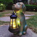 Dog Garden Statue Outdoor Décor with Solar Lights Lantern,Dog Solar Light Figurines Outside Decorations for Yard，Lawn ,Patio, Balcony, Unique Housewarming Gifts by CozyNest Decor