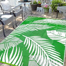 Waterproof Outdoor Rug 6x9ft, Green Leaf Reversible Plastic Straw Mat for Patio RV Deck Porch Backyard Balcony Camping Picnic Beach Indoor Outdoor Carpet, Green&White by CozyNest Decor