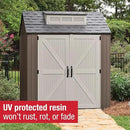 Rubbermaid Large Resin Outdoor Storage Shed With Floor (7 x 7 Ft.), Weather Resistant, Brown, Organization for Home/Lawn Mower/Backyard Equipment/Bike Storage/Pool Supplies by GreenHaven Gardens