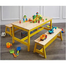 Amazon Basics Indoor Kids Table and Bench Set, Natural, solid pine wood, 3 Count (Pack of 1), Wood Activity Table for Art, Craft, Reading, Learning by CozyNest Decor