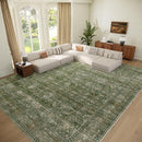 Washable 10x14 Area Rugs for Living Room, Boho Non-Slip Silicone Backing Rugs for Bedroom Dining Room Office, 0.3" Neutral Oriental Throw Carpet with 0.16" Cushioning Pad, Grass Green/Multi by TinyTreasures Baby Boutique