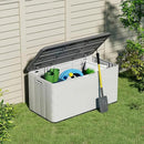 Heavy-Duty 100 Gallon Outdoor Storage Box - Waterproof Deck Box & Large Storage Bin for Patio/Pool, All-Weather Resin Chest with Lock, UV-Resistant, Alpine White by GreenHaven Gardens
