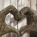 Top Brass Large Rustic Heart Hands Sculpture, 9 3/4” Resin Love Statue – Romantic Decor Accent for Shelf or Mantel – Perfect for Wedding, Valentine's Day or Anniversary (Rustic Wood Grain) by CozyNest Decor