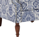 UIXE High Back Floral Accent Chairs Set of 2, Upholstered Armchair in Fabric, Retro Printed Wingback Arm Chair for Living Room, Nailhead Trim Single Sofa Bedroom Reading Seat - Navy Blue by CozyNest Decor