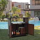 Wicker Outdoor Bar Cart - Brown Patio Console Storage Table Buffet Cabinet Serving Kitchen Cart with Wheels for Outside Backyard by CozyNest Decor